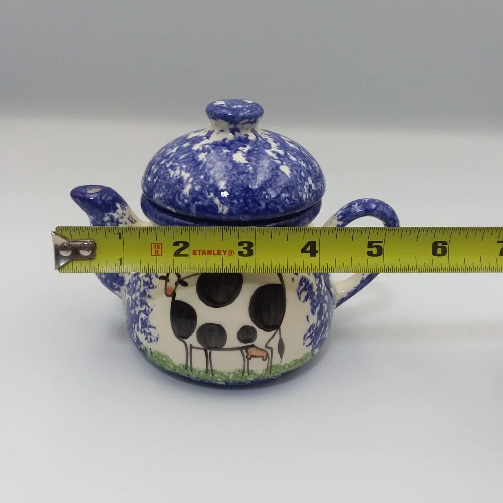 Molly Dallas Pottery Old English Spatterware Tea Set Creamer Cup Farmhouse Decor